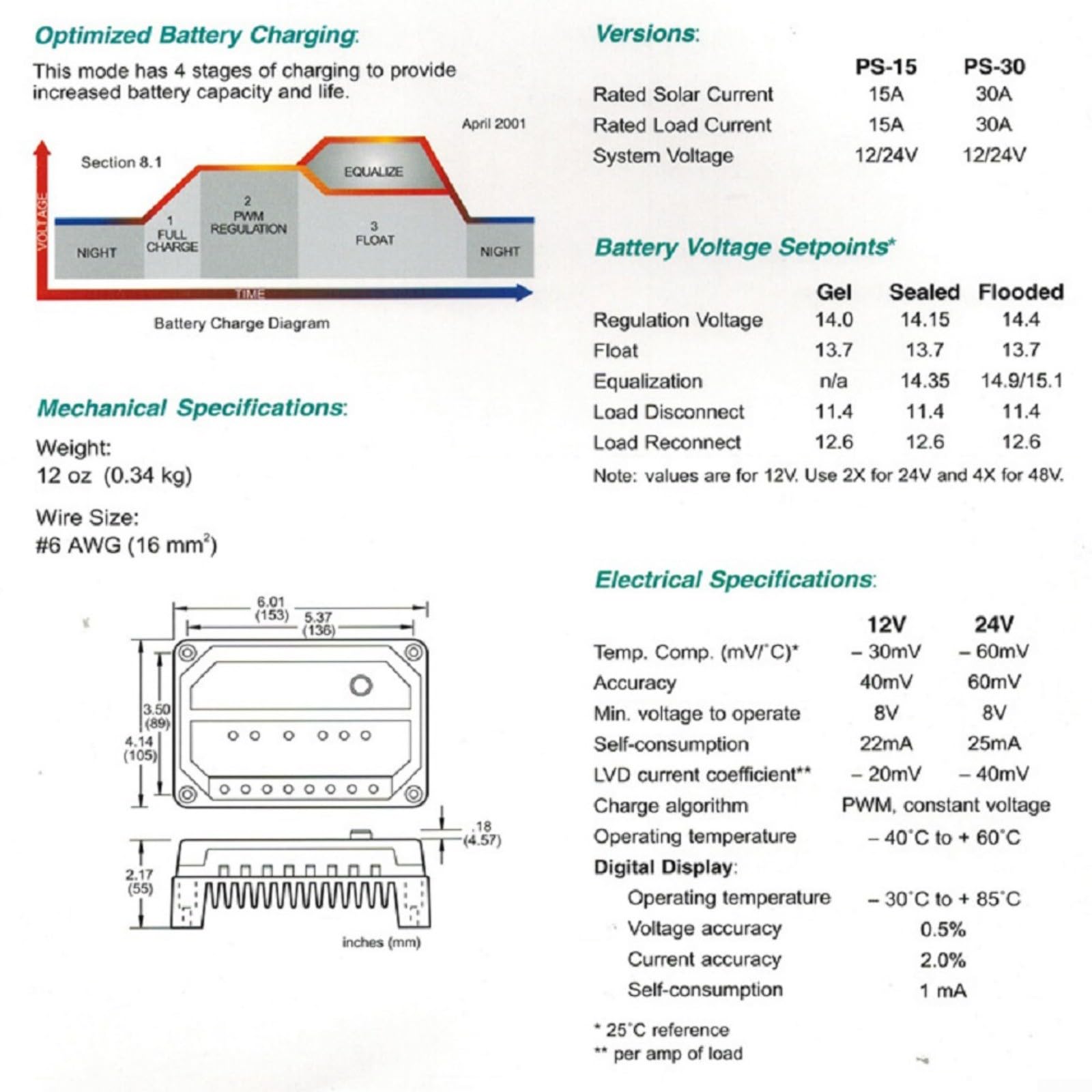 Régulateur de charge solaire pour pwm 12/24V 30A avec écran LCD