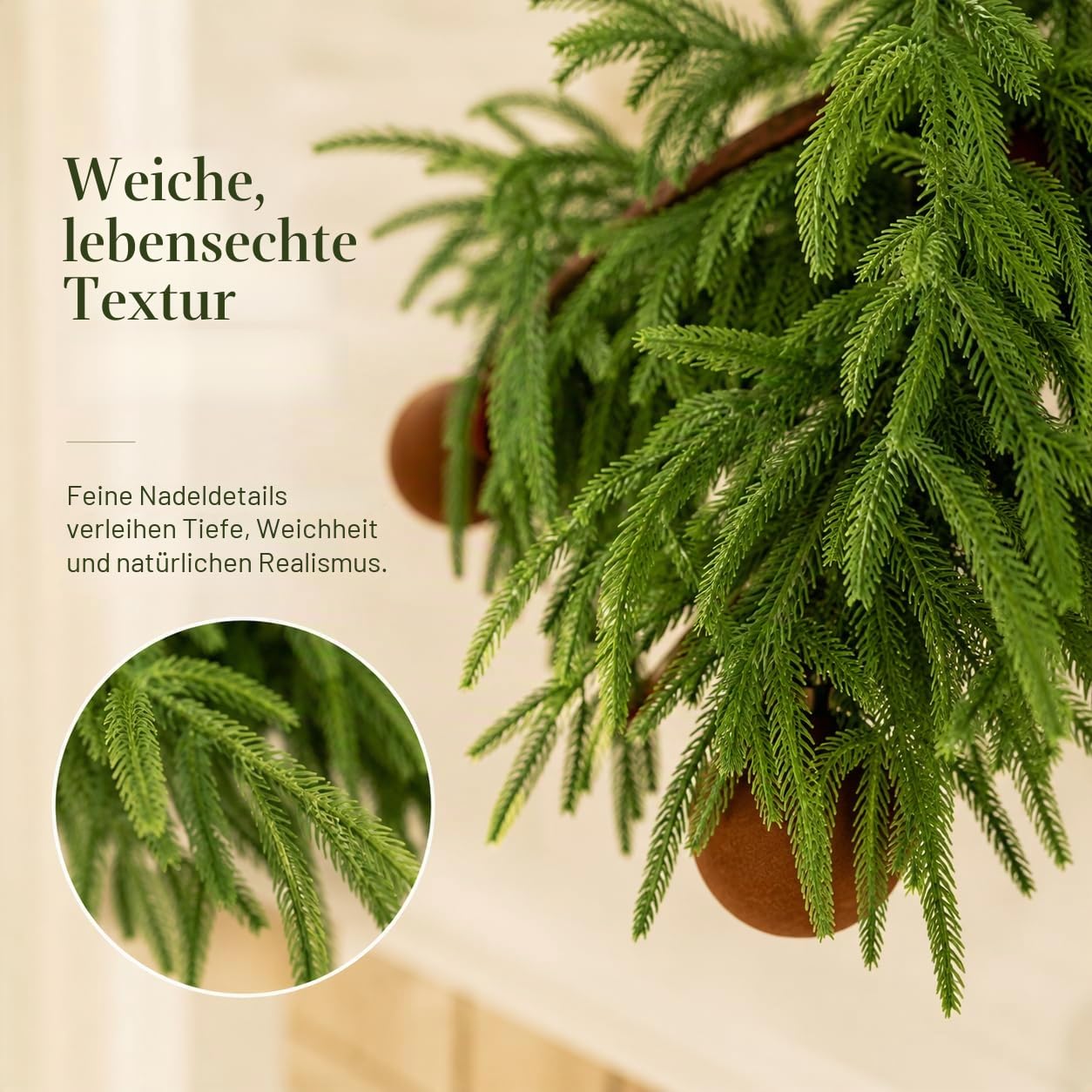 Deluxe Weihnachtsgirlande – Real Touch Norfolk-Kieferngirlande für Kamin, Treppe, Bögen und Weihnachtsdeko, Künstliches Grün (Norfolk-Kieferngirlande, 1,8 m) | Realistische künstliche Weihnachtsdekoration