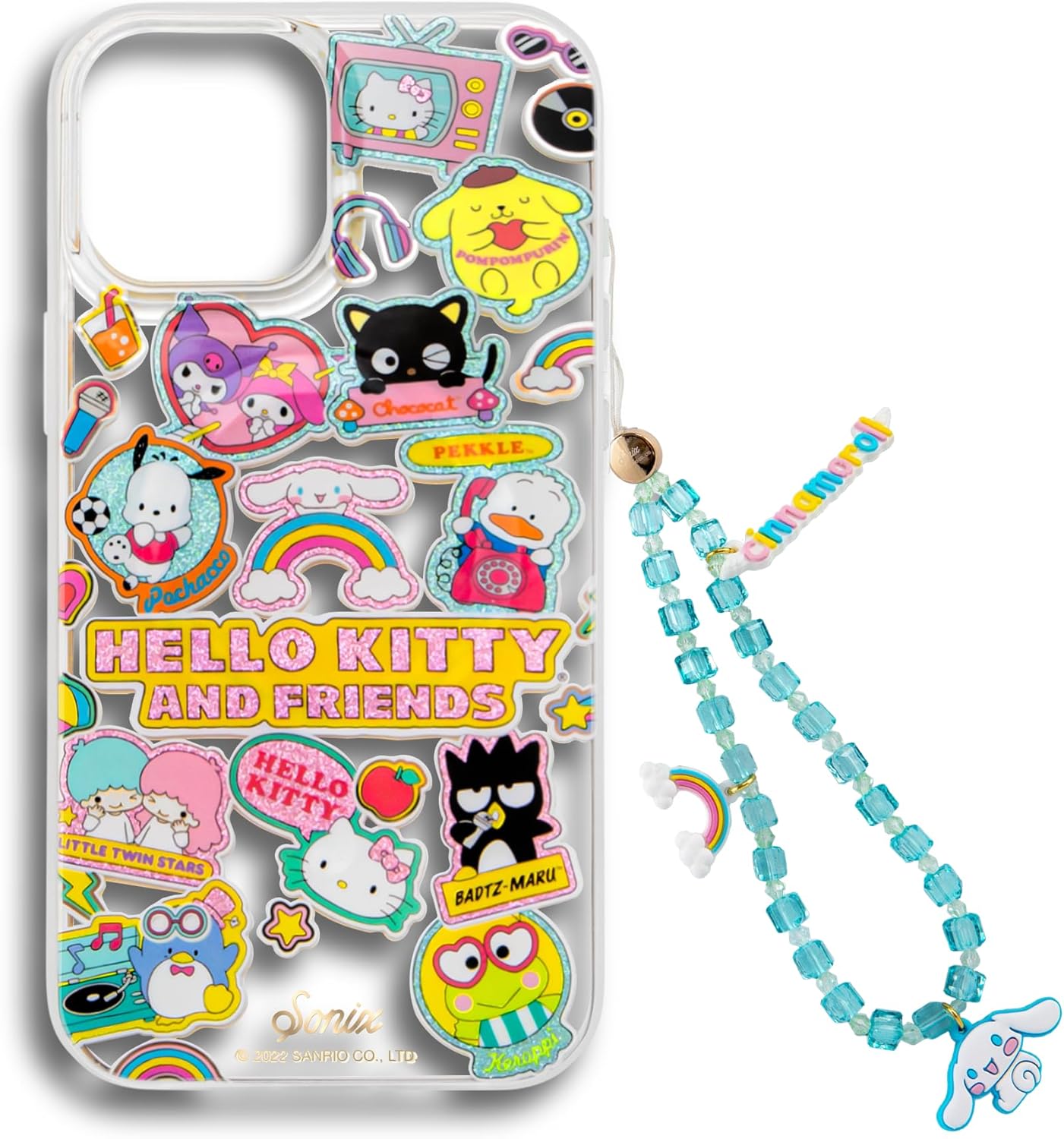 Sonix x Sanrio Case + Phone Wristlet with Charms (Cinnamoroll) for iPhone 15, 14, 13 | Hello Kitty and Friends Stickers