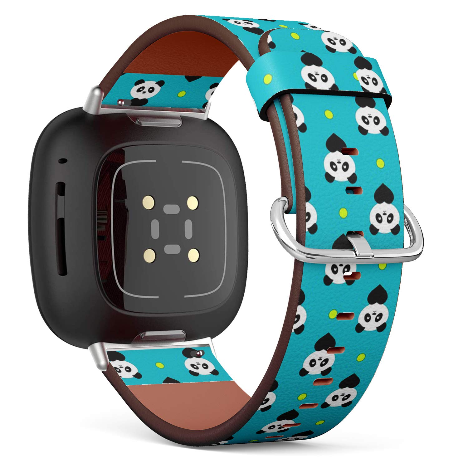Q-BeansReplacement Leather Watch Straps, Watch Band Compatible with Fitbit Versa 3 and Fitbit Sense - Panda Hearts