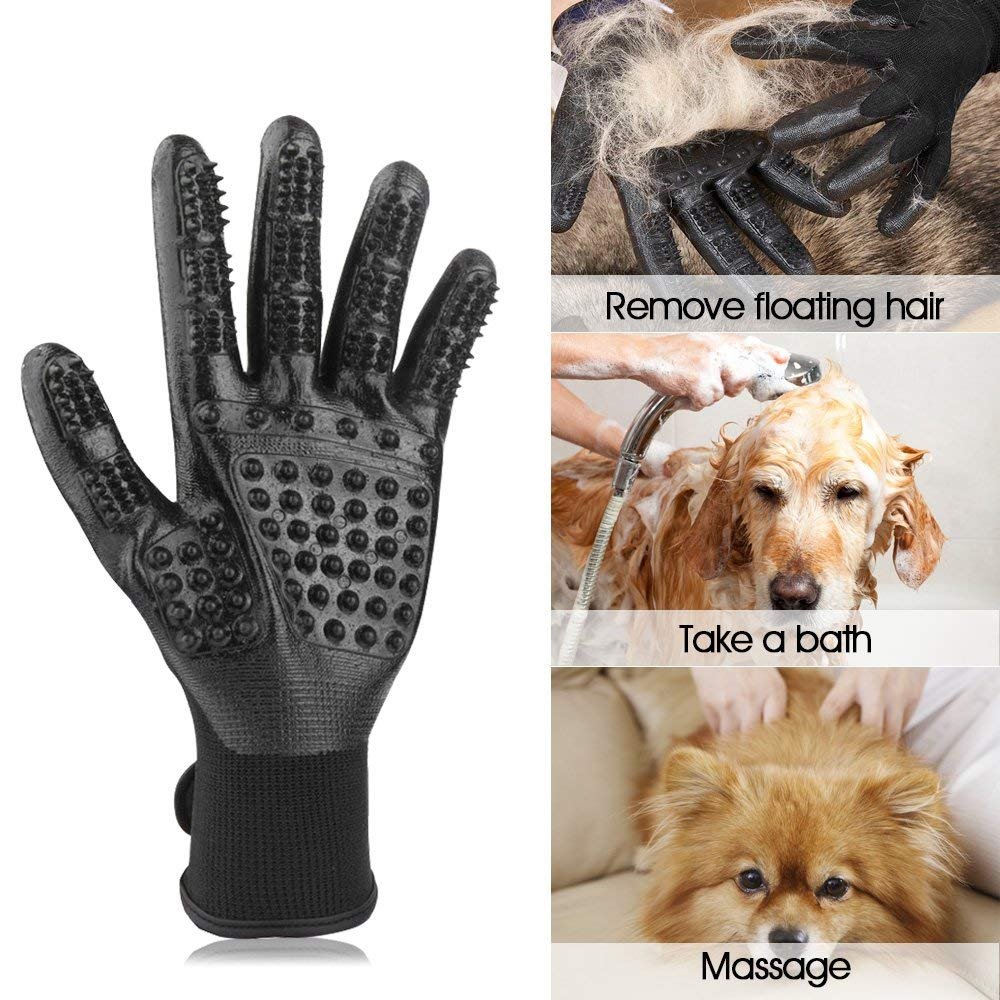 Guante De Aseo Para Mascotas - Doble Cara Para Quitar Pelo | Para Perros Y Gatos | Diseño De 5 Dedos | Reutilizable Y Lavable