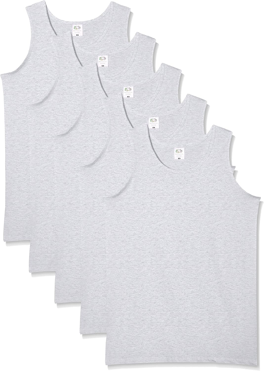 Fruit of the Loom Herren-Achselshirts der Marke, Tanktop, T-Shirt, in Allen Größen und Farben erhältlich, 5 Stück, Gr. 4XL, 5 x Heather Grey