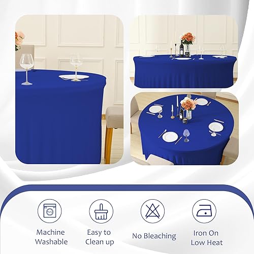 Miniatura 47 de Mantel redondo de 60 pulgadas blanco con borde elástico – Mantel ajustado sin arrugas y lavable para mesa redonda de 5 pies, mantel reutilizable