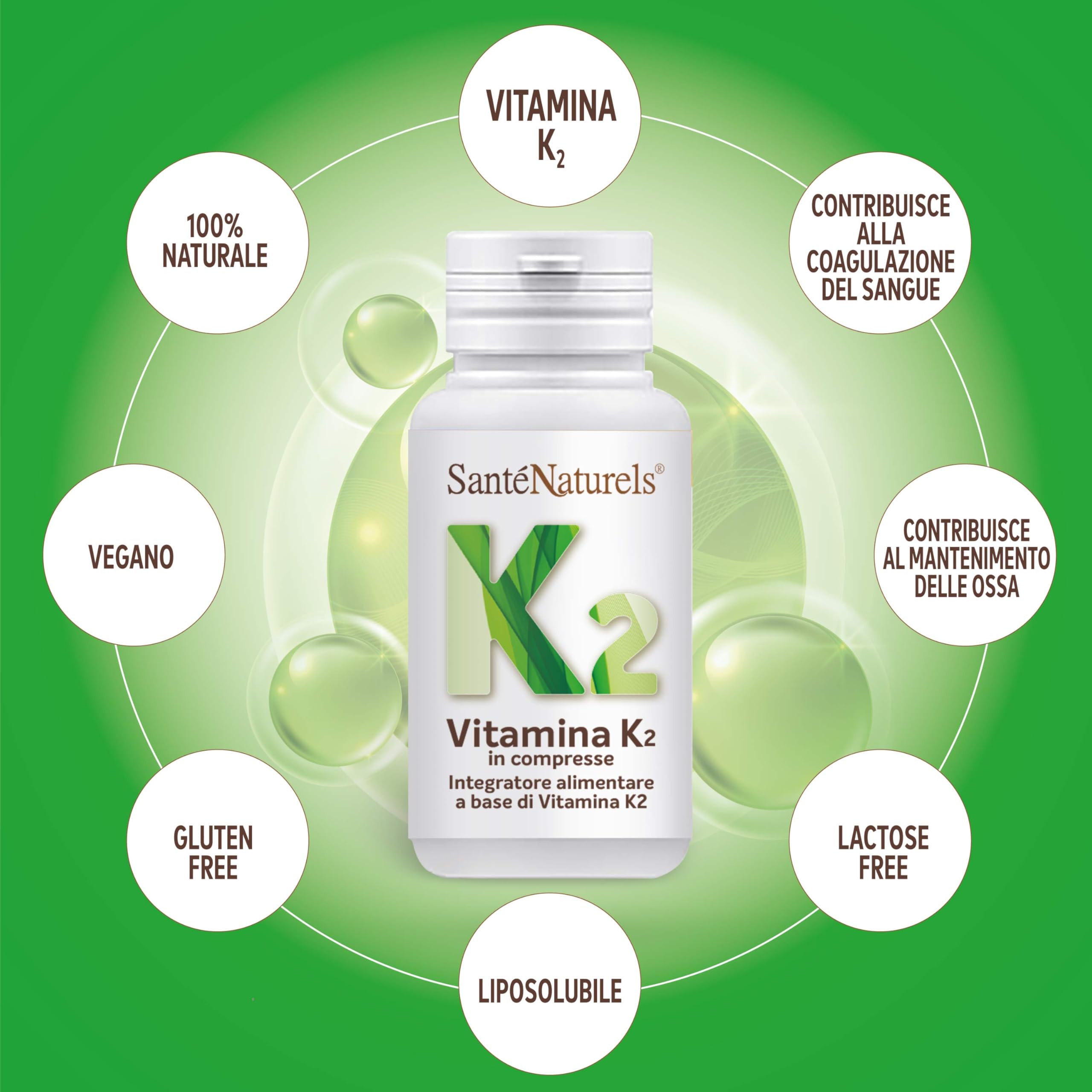 Vitamina K2 ● 60 Compresse ● Supporto per Salute di Ossa e Cuore ● Alto Assorbimento