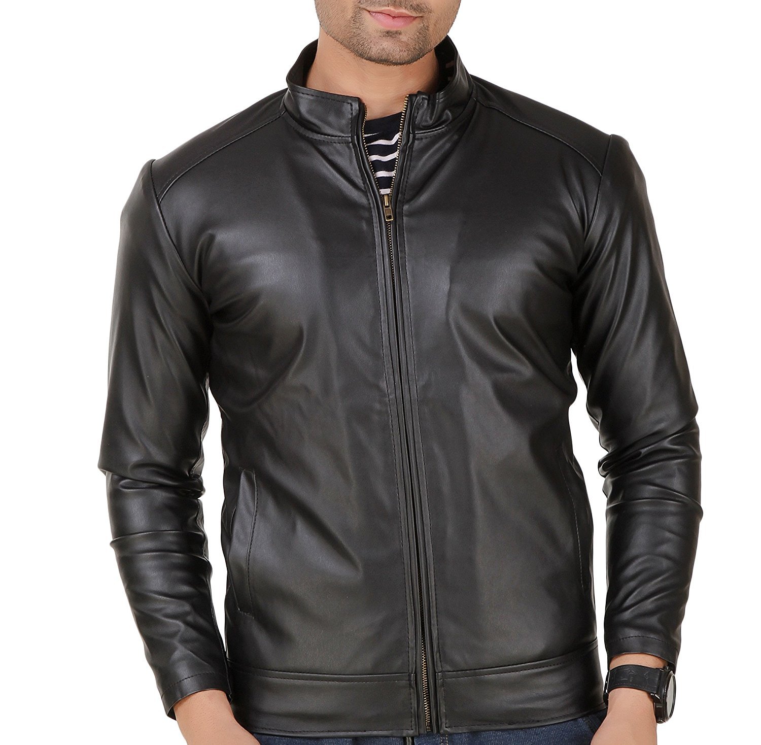Customer Is The King Men's Biker Jacket (CustomerIsTheKing_CITK_17_S_Black_Small)