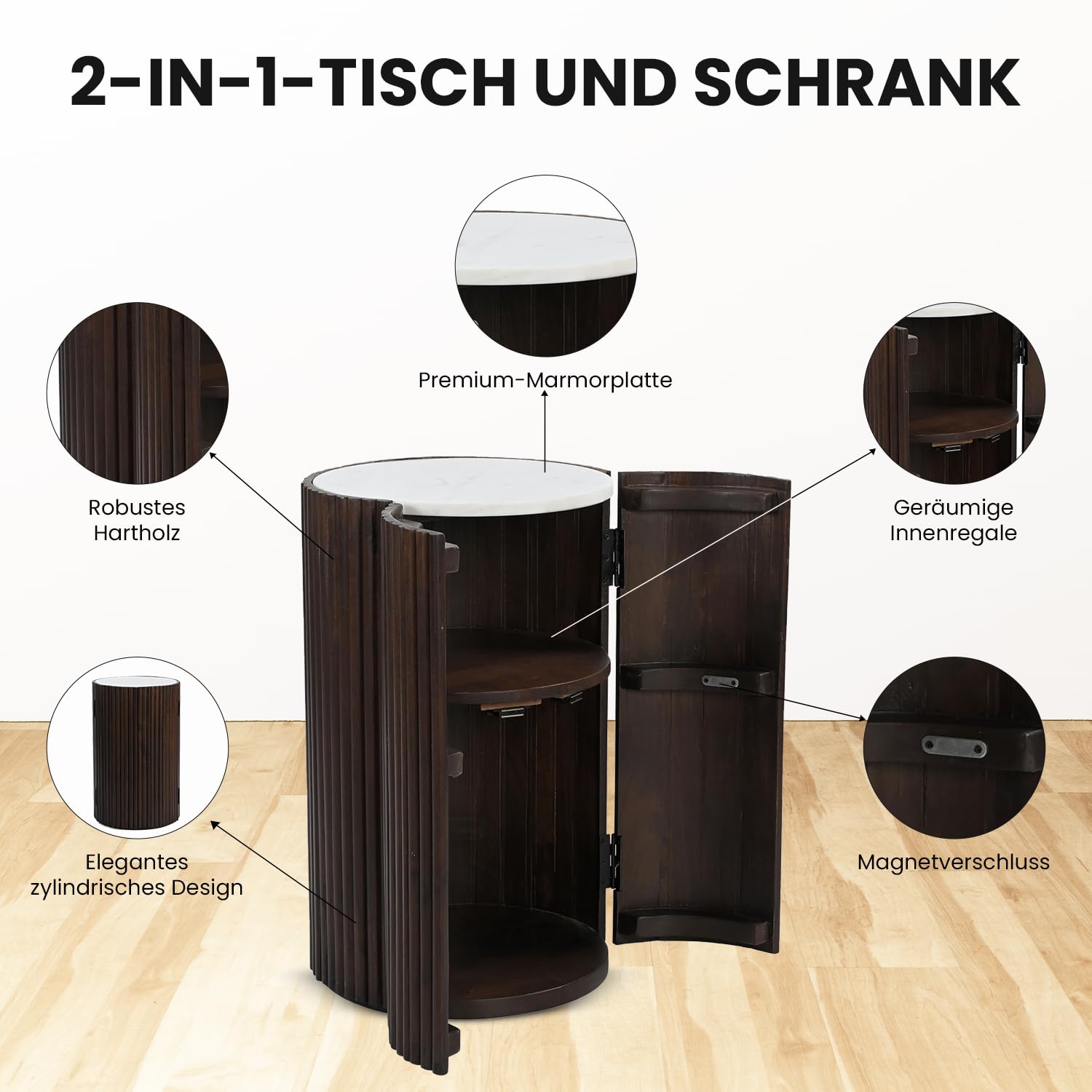 iAnanas Barschrank Premium Luxus Rustikales Weinregal aus Holz mit Marmorplatte dekorativer Weinständer Stauraum für Getränke und Gläser ideal für Wohnzimmer Party Raum Bistro Hausbar
