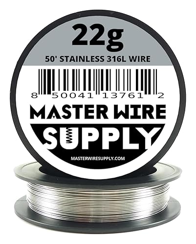 Acero inoxidable 316L - 50' - Cable de calibre 22 - 50 pies - 0.026 in - 0.025 pulgadas - Master Wire Supply