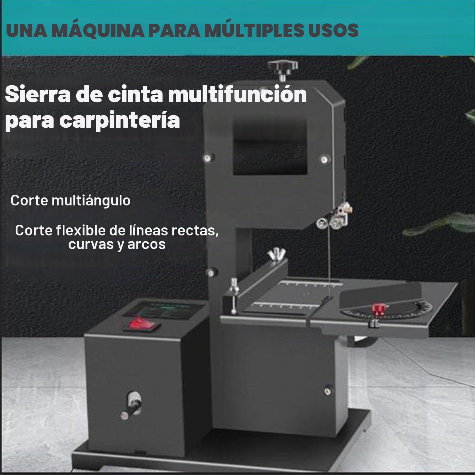 PixCy Sierra De Cinta Profesional para Carpintería,800 W, 230 V, 70 Mm Profundidad De Corte Y 90 Mm Ancho De Corte,Motor De Cobre,Base Metálica + Corte Angular (0-45°)