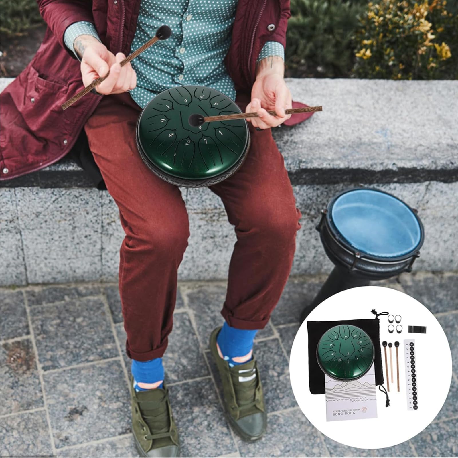 NGARY Tamburo a Lingua d'Acciaio, Mini Tamburo Handpan da 6 Pollici, 11 Note in Re Maggiore con 2 Bacchette E 4 Copridita, Produce Un Suono Pulito Ed Etereo, per Meditazione, Educazione Musicale