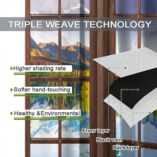 Miniatura 7 de Cortinas de paisaje, paisaje natural, temático, bosque, lago, montaña, escena 3D, bolsillo para barra, cortinas opacas para ventana, para