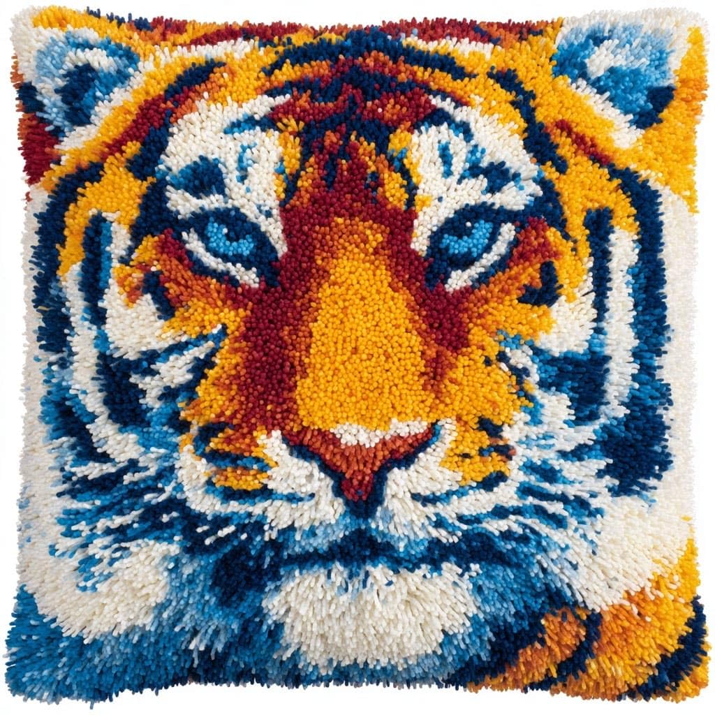 Henypt Latch Hook Cushion Kits, Tiger