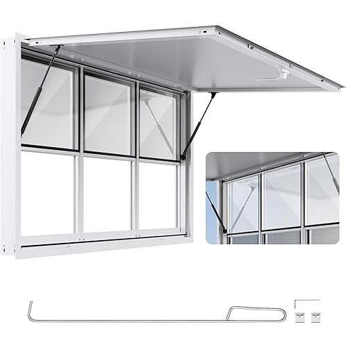 VEVOR Concession Window, Aluminum Alloy Frame Service Window for Food Truck, Up to 85 Degrees Stand Serving Window with Awning Door and Drag Hook (6 up&down sliding windows, 60x36in)