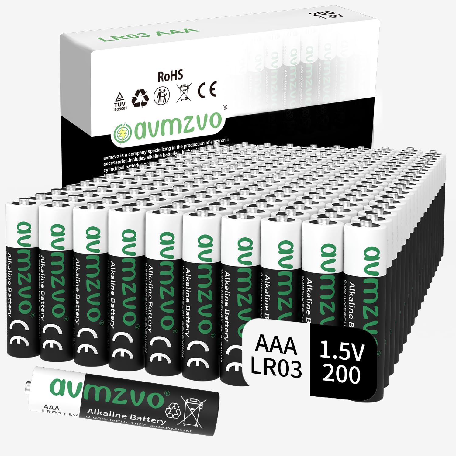Piles AAA, Lot de 200, Pile LR03 1,5 V, Longue durée, puissantes, alcalines, Peuvent être utilisées pour Les Jouets, Les réveils et Autres appareils électroniques