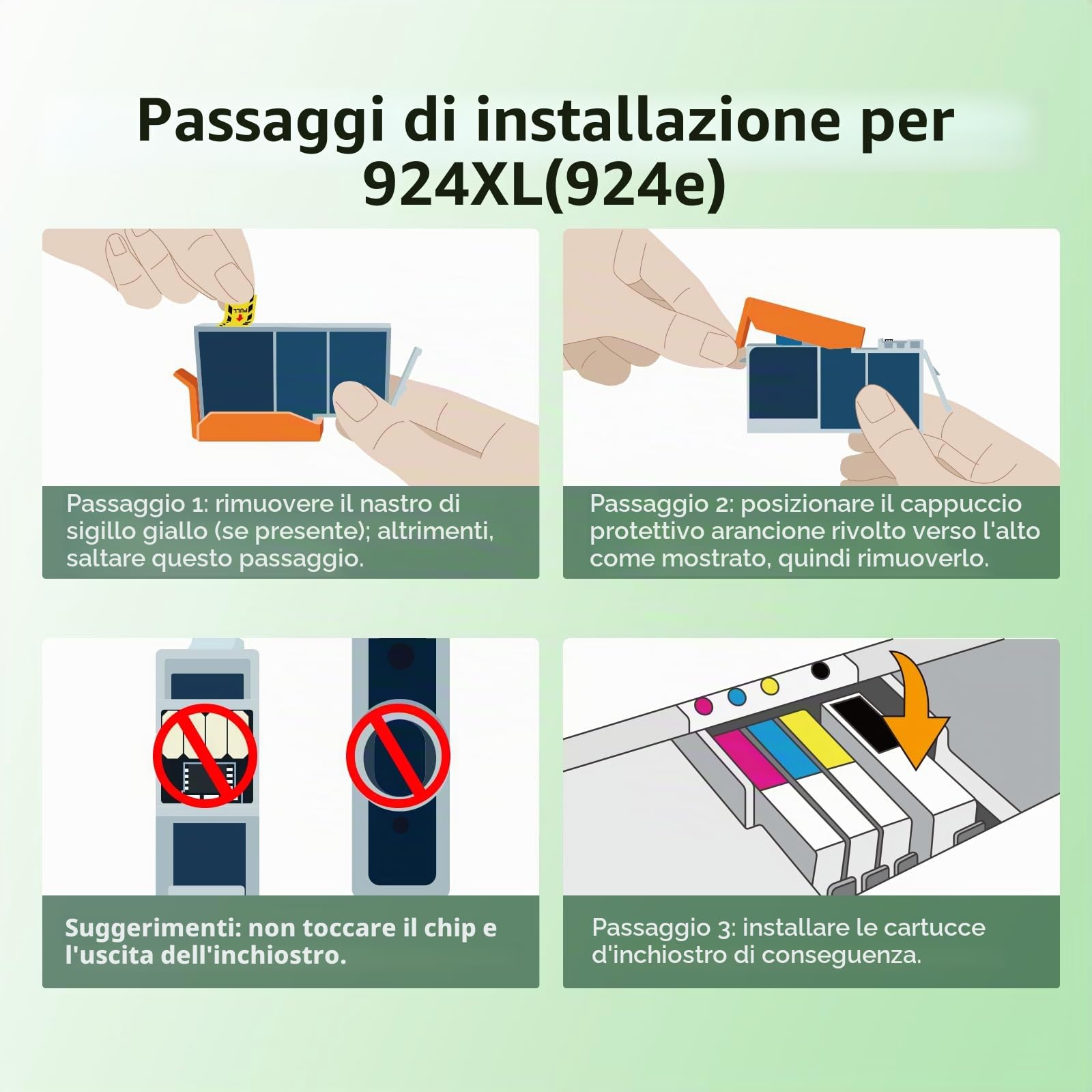 Cartucce 924 924XL con Chip Compatibili per HP 924 Cartucce XL 924XL 924e per HP OfficeJet Pro 8120e 8130e 8122e 8132e 8124e 8125e 8134e 8135e 8120 8122 8123 8130 (Nero Ciano Giallo Magenta 4-Pack)