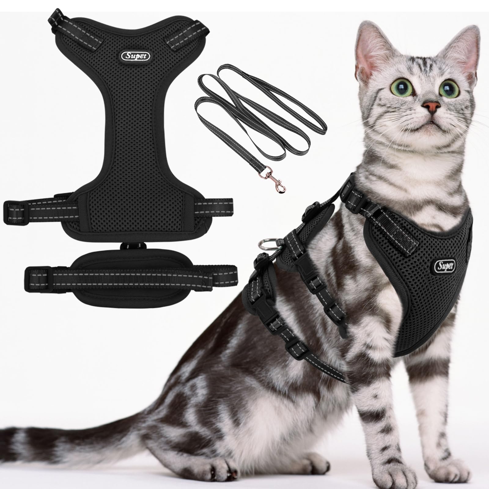 Supet Katzengeschirr Ausbruchsicher Mit Leine - Weiche Weste Für Katzen & Kleine Hunde