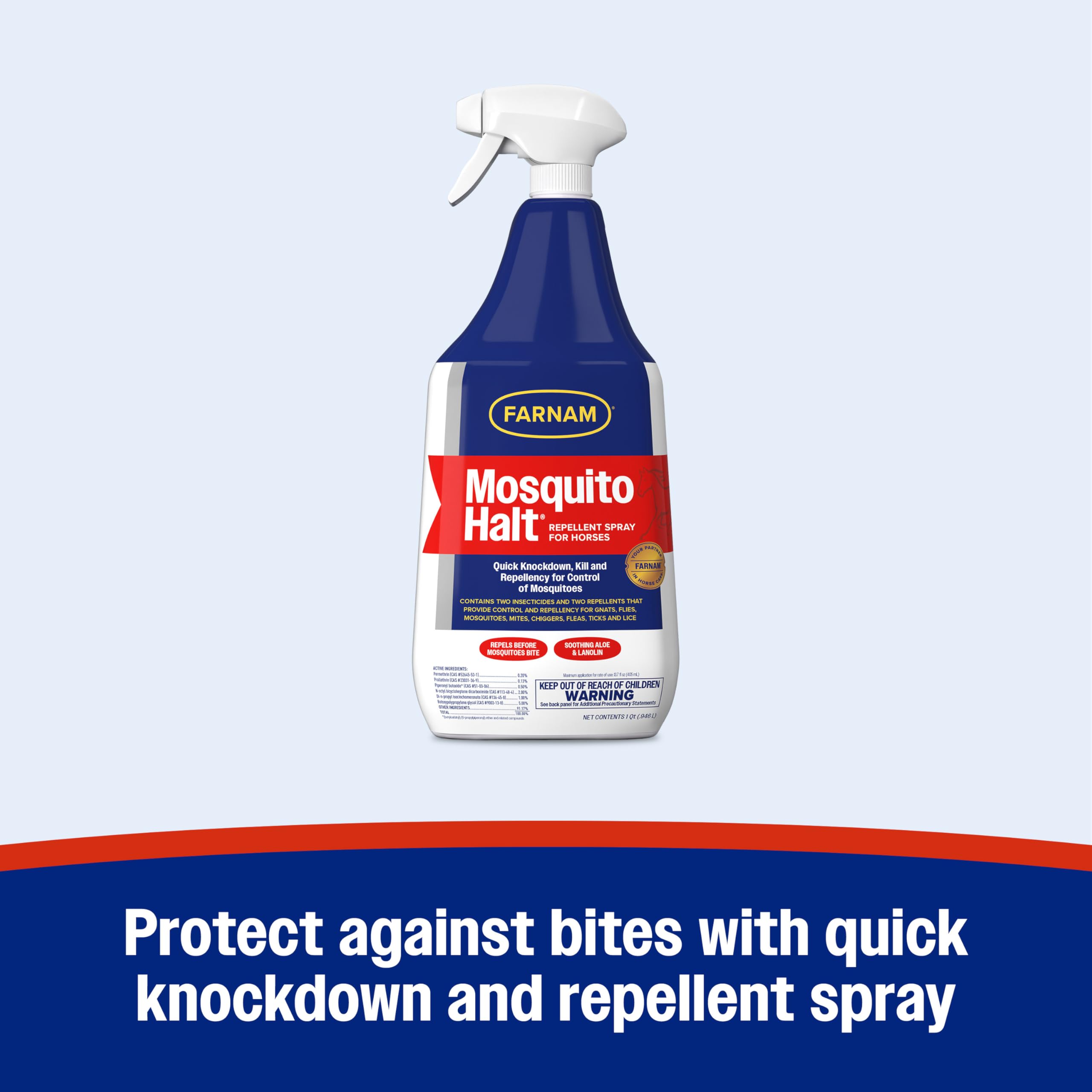 Farnam Mosquito Halt Repellent Spray for Horses, Quick Knockdown Against Mosquitoes, Flies and More, 32 fl oz - image 3