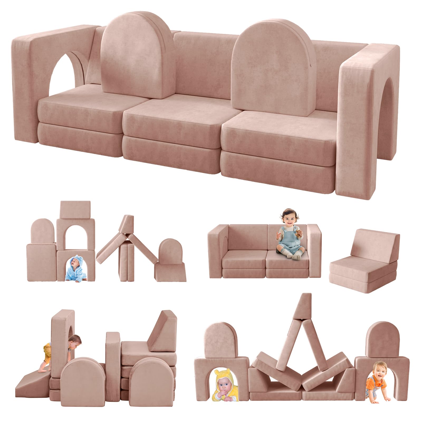 wanan 13-Piece Modular Kids Couch