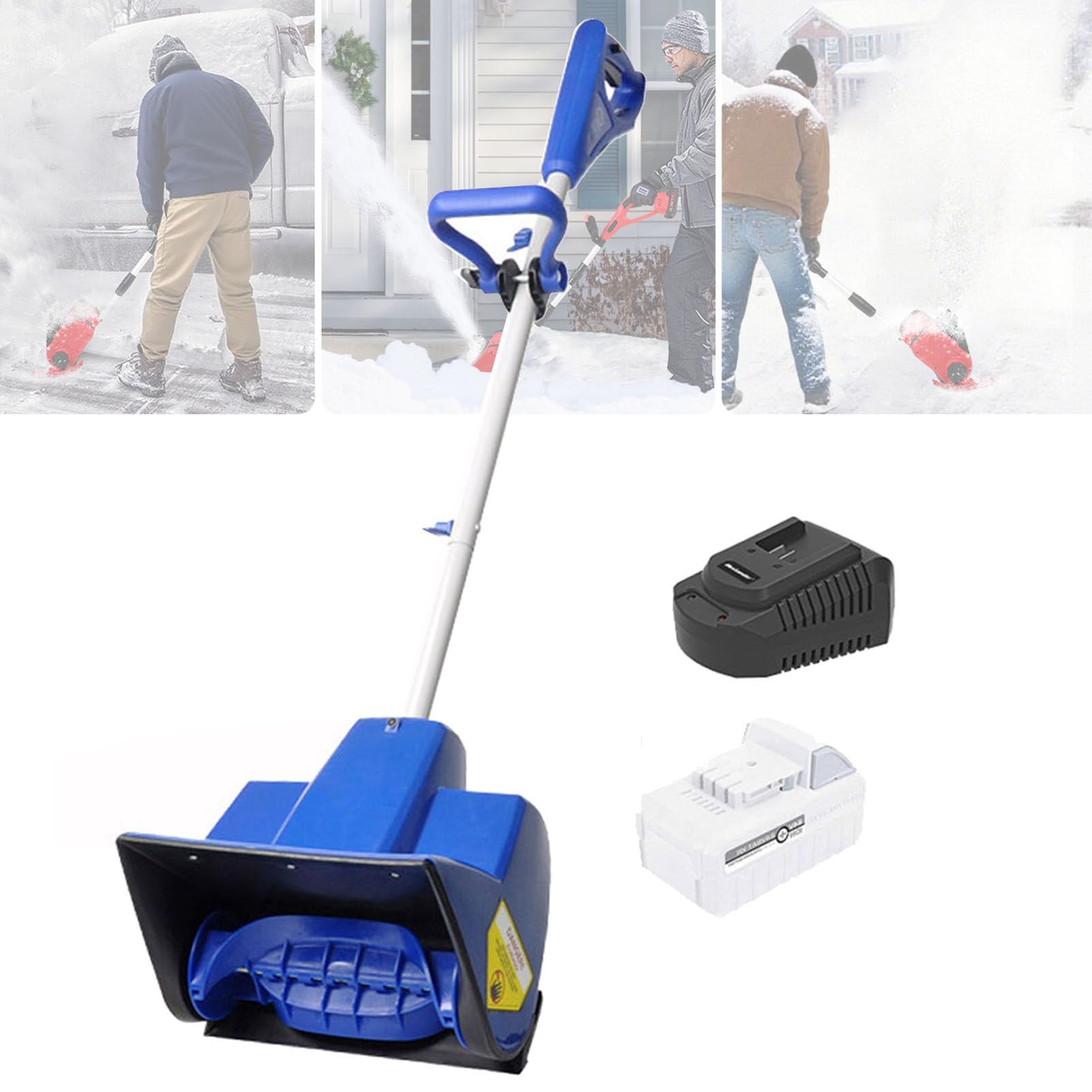 Pala da neve elettrica senza fili, 24 V, ricaricabile, per esterni, leggera, 28 cm, distanza di lancio di 6 m, include 1 batteria