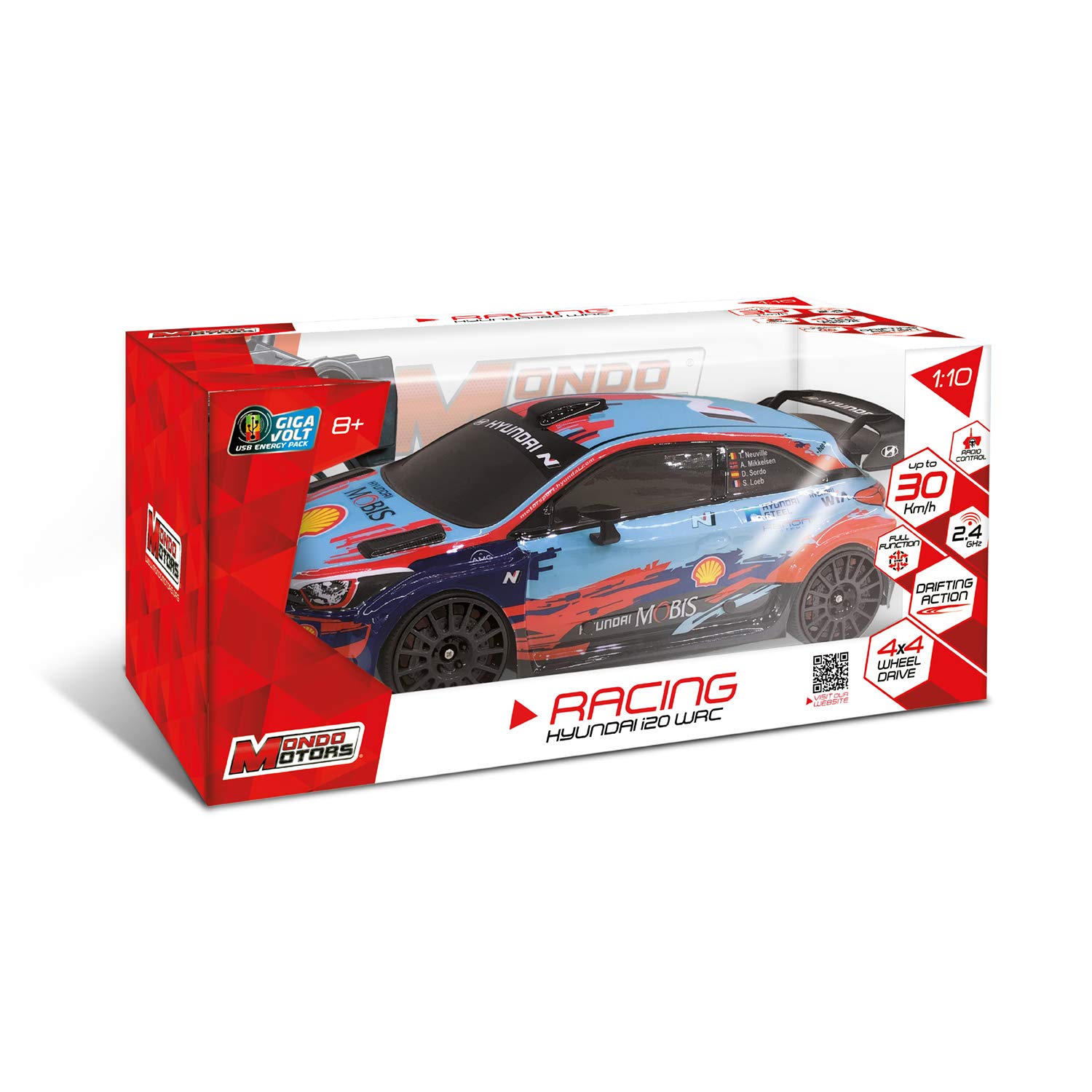Mondo Motors - Hyundai i20 WRC - modello in scala 1:10 - fino a 20 km/h di velocità - auto giocattolo per bambini - 63667