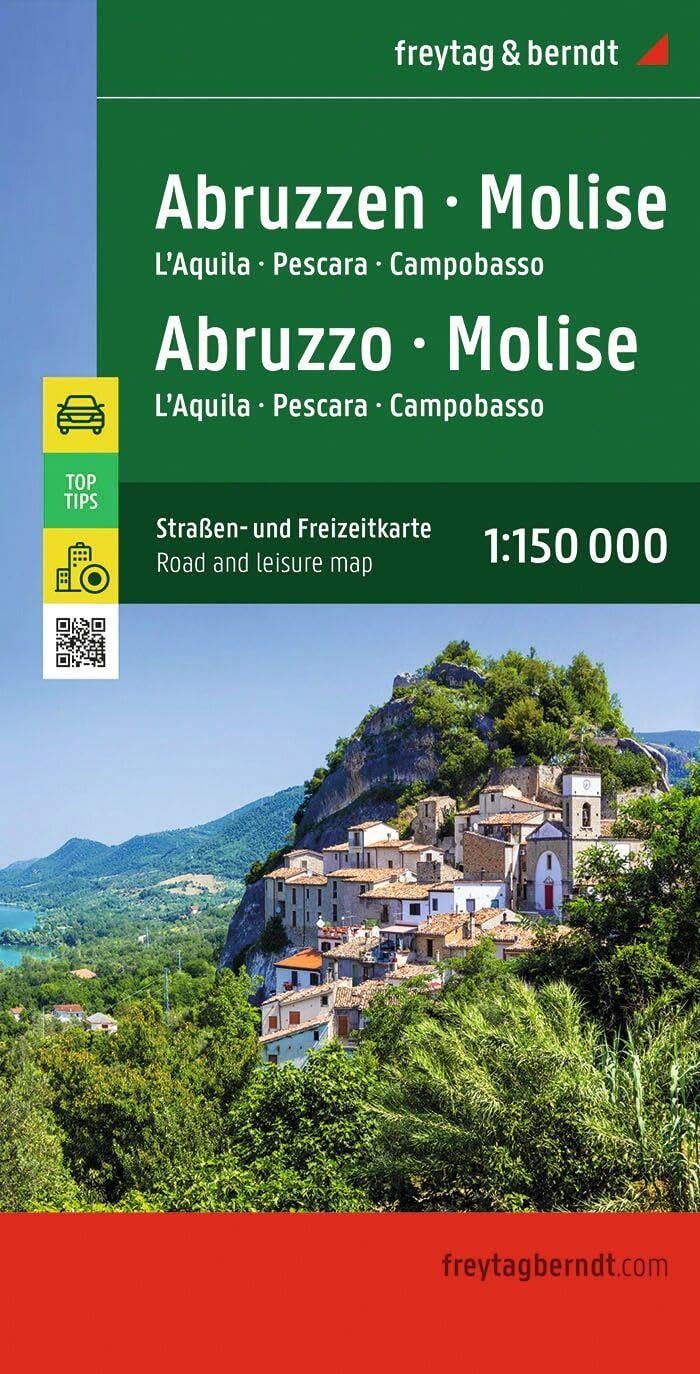Abruzzo - Molise Road and leisure map 1:150,000 scale: L'Aquila - Pescara - Campobasso, mit Infoguide Top Tips: Straßen- und Freizeitkarte L'Aquila - Pescara - Campobasso, mit Infoguide Top Tips