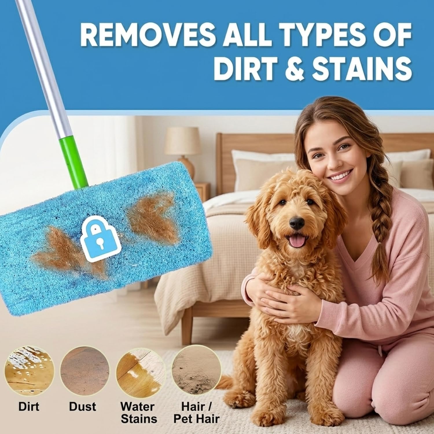 Yikki 8 Pièces serpillière réutilisables en Microfibre, Lingettes Humides Recharge Compatibles avec Swiffer Sweeper, Lavables pour Nettoyage Humide - 5