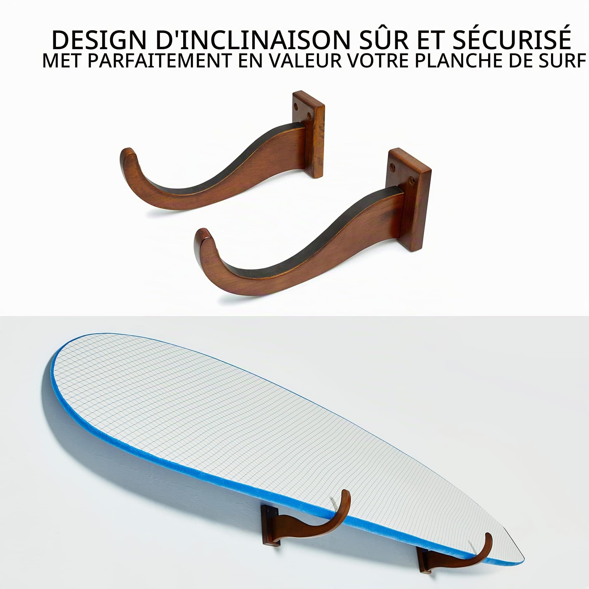 Support mural pour planche de surf - Pour planches longues et courtes