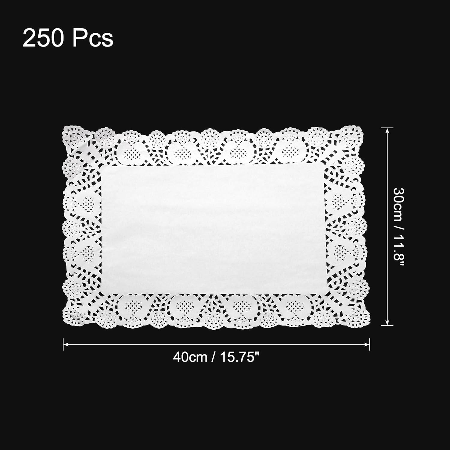 UXCELL 250 Pcs White Lace Doilies - 12 x 16 Inch Rectangle Paper Placemats for Wedding, Birthday, Cakes, Desserts