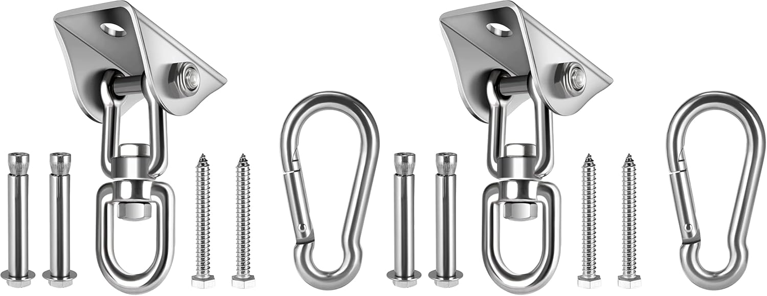 HOMPER Hammock Hanging Kit 360° Rotating Hanging Chair Hardware 1000 lb Capacity (Pack of 2)