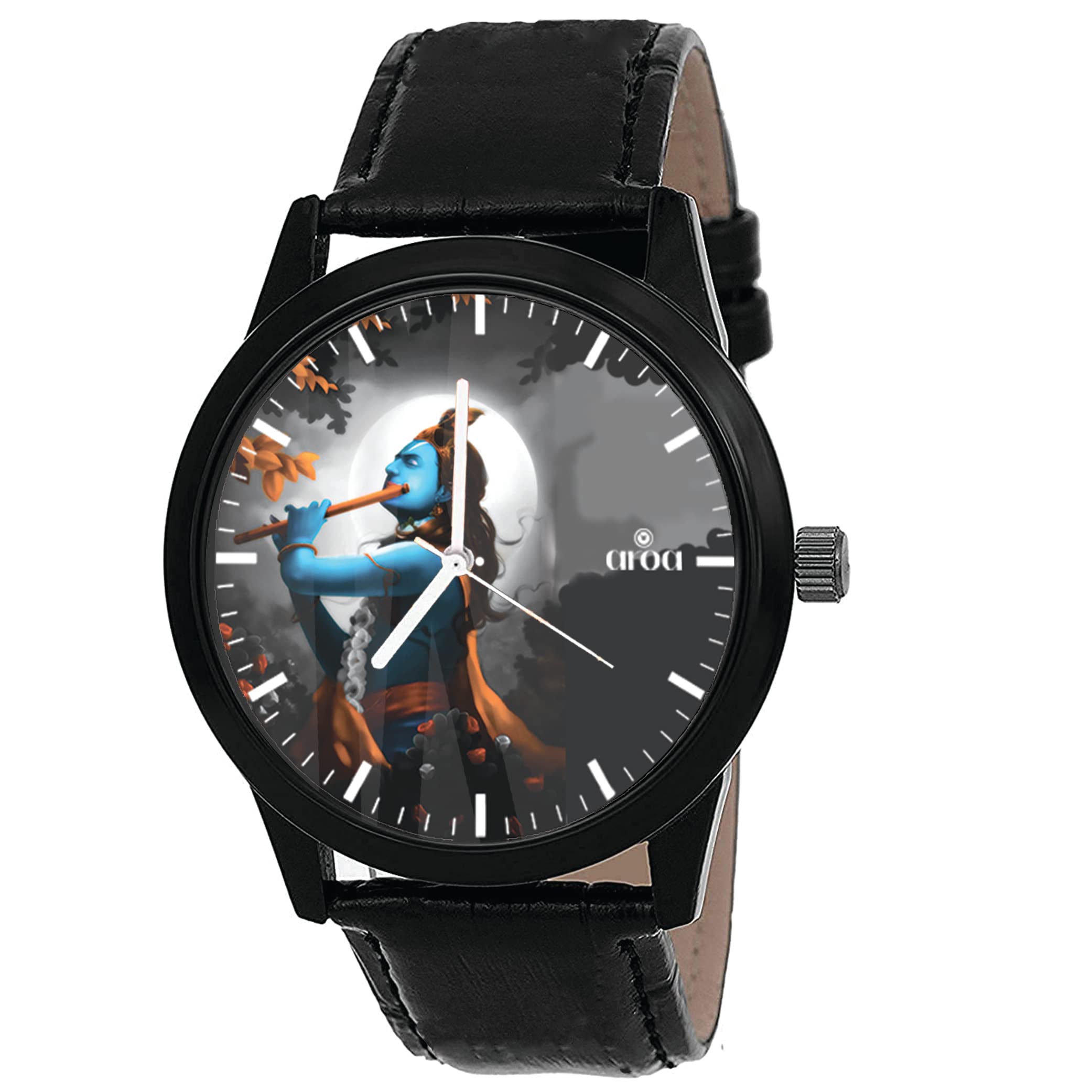 AROA Watch New Watch for Krishna God Moonlit Model : 203 Black Metal Type Analog Black Strap Watch Black Dial for Men Stylish Watch for Boys (B0C1CLPPLJ) Amazon Price History, Amazon Price Tracker