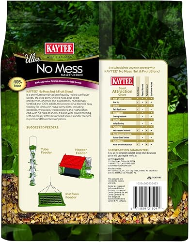 Miniatura 4 de Kaytee Wild Bird - Mezcla de semillas de frutos secos y frutas sin residuos para pájaros carpinteros juncos cardenales picos groseros pinzones y