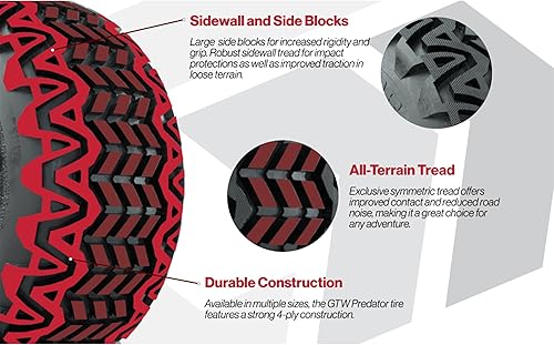 Vista 3 de GTW Predator - Neumático todo terreno para carrito de golf de 22 pulgadas, 22 x 11-10, 4 capas, ajuste universal para ruedas de 10 pulgadas