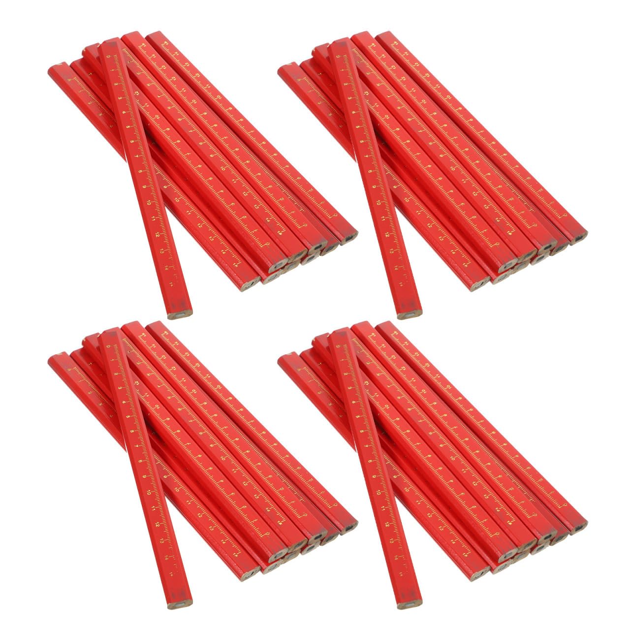 Hemobllo 100 Stück Zimmermannsbleistift Mechanisch Achteckig Rot mit Integrierter Skala Wegrollsicher für Bauprojekte und Möbelbau für Hartholz und Weichholz