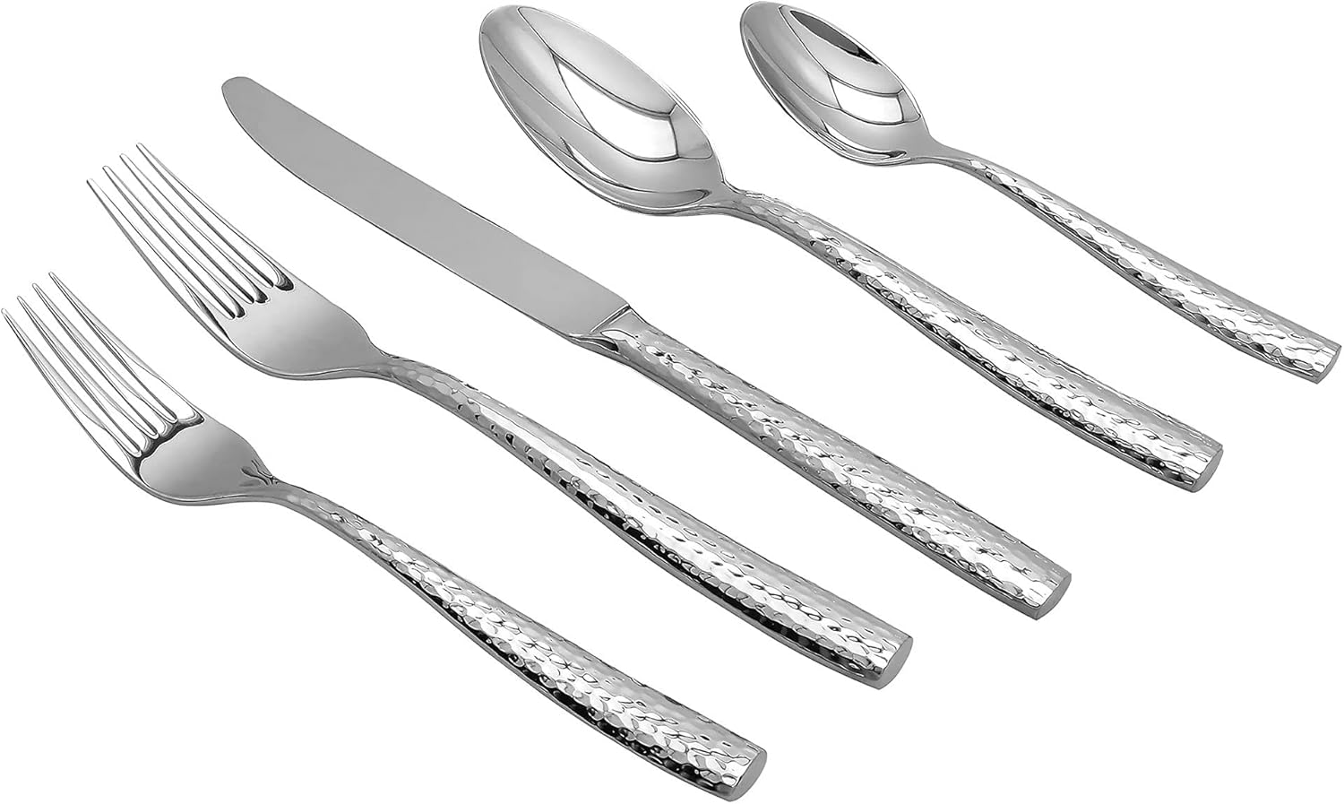 UPware 45-Piece 18/8 Stainless Steel Flatware Set, Service for 8, Include Knives/Forks/Spoons/Teaspoons/Salad Forks/Serving Fork and Spoon, Mirror Polished, Dishwasher Safe (Martello)