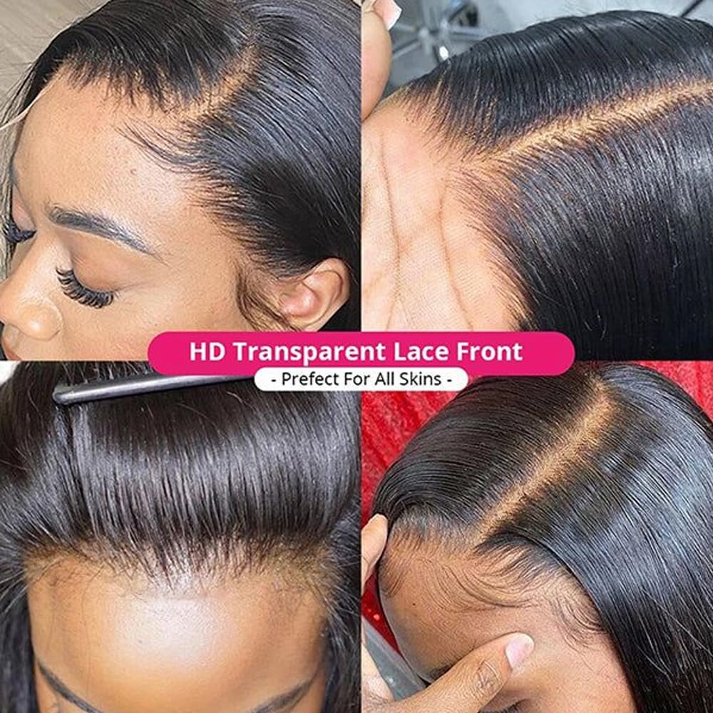 Strasight Ear to Ear Lace Frontal Closure 13x4 HD Lace Frontal Human Hair 130% Density Transparent Lace Frontal With Baby Hair 14 Inch