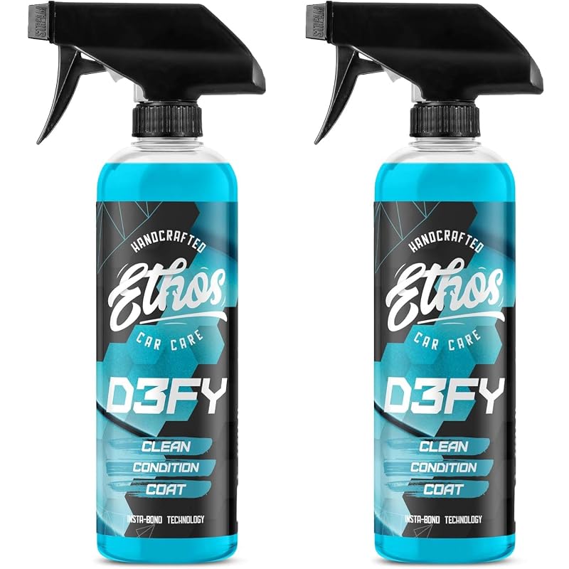 Ethos Handcrafted Car Care Defy Spray para Lavagem Automotiva sem Água, Cera e Selante com Acabamento Cerâmico, 473 mL, Kit com 2