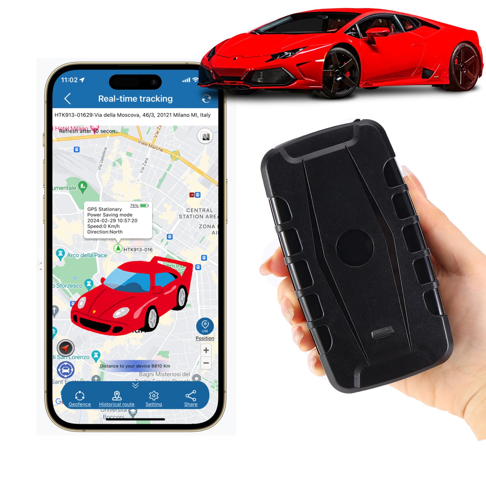 TKMARS Localizador GPS para Coche, Tracker 20000mAH de Larga Duración, Antirrobo Impermeable, Posicionamiento en Tiempo Real para Camiones, Moto, Bicicletas, Barcos Con App Gratis