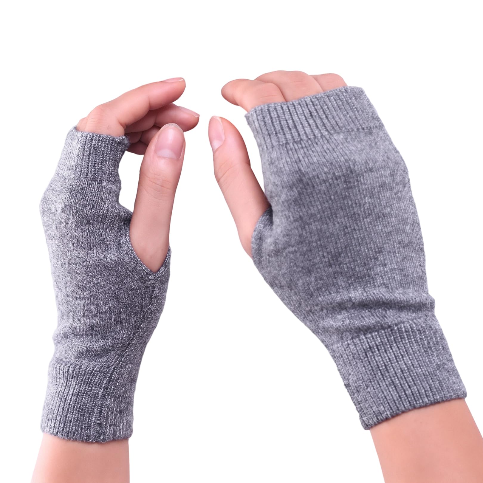 Pryon Wrist Warmers,Cashmere Fingerless Gloves Mittens Women Thermal Hand Winter Wool Mitten Heated Mitts Soft Glove Knit Cold Cover,for Ladies Womens Typing Warmer Indoor Girls Mens Christmas (Grey)