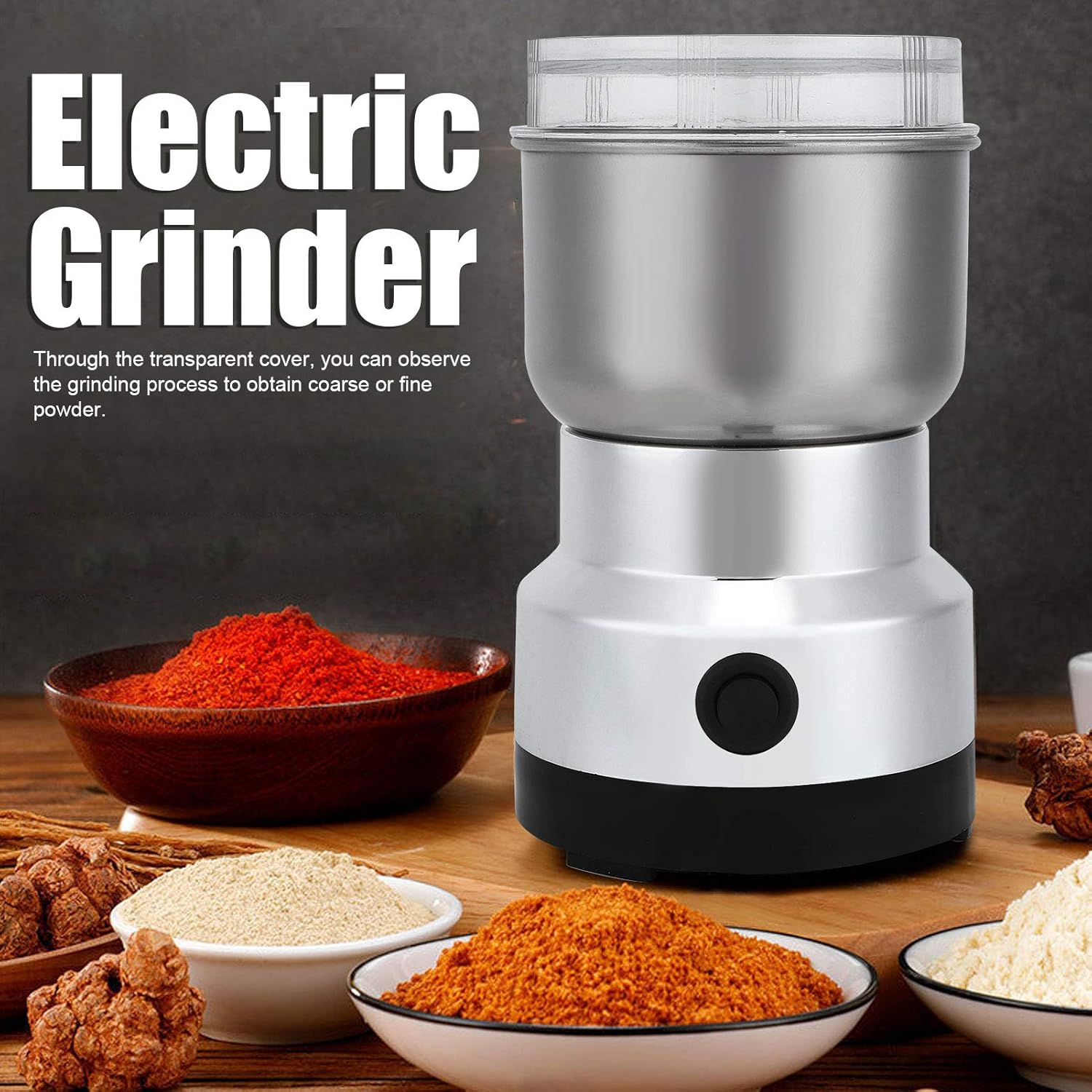 Household Electric Grain Grinder, Multipurpose Electric Grinder with Ultra Fine Grinding, Kitchen Grinding Machine for Grains Nuts Beans Spices(#1)