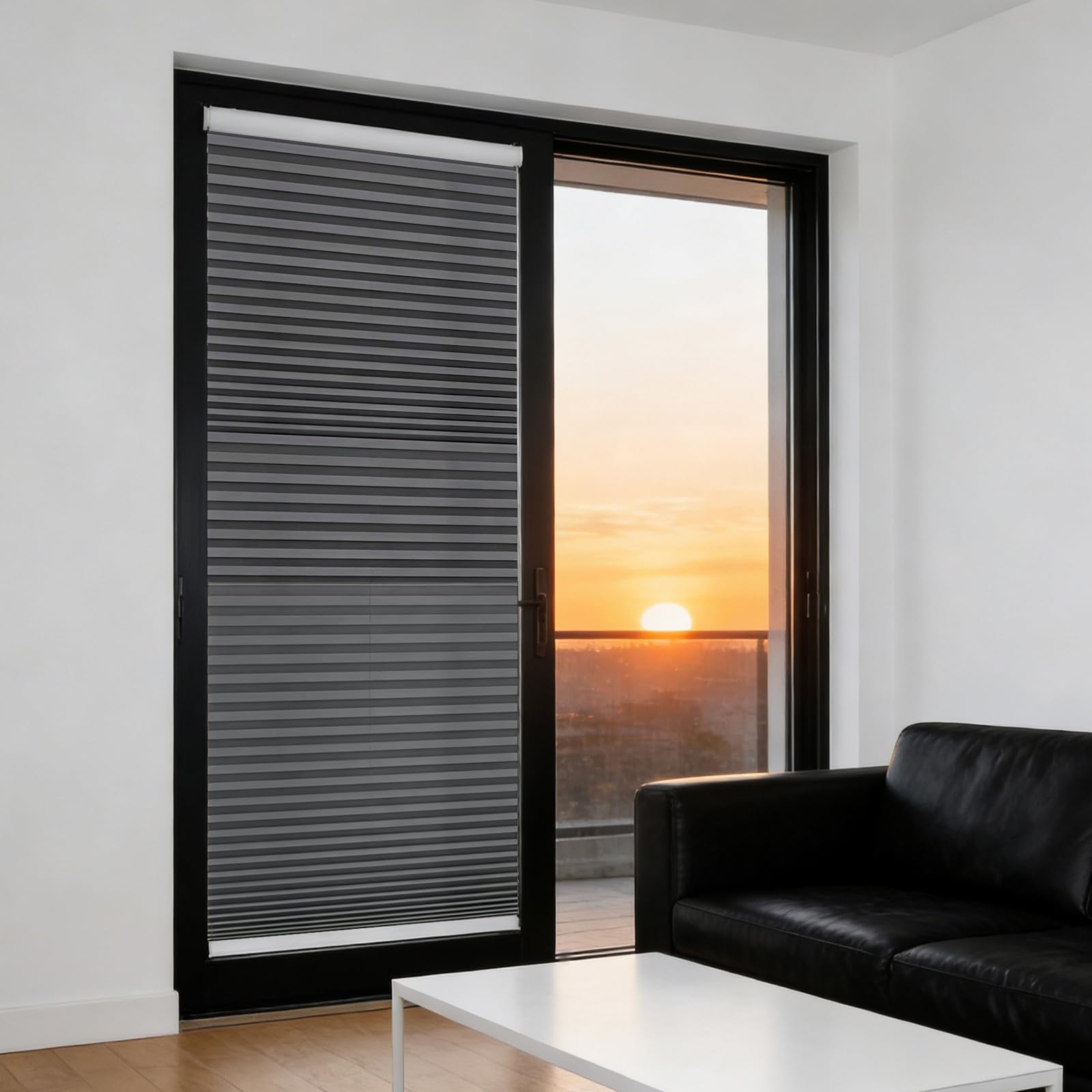Store Plissé 85 x 100 cm Contre Le Soleil, Réglable Haut Bas, Protection de Privée, Ouverture à Double Sens Stores pour Fenêtres pour Fenêtre Ou Porte, Portes de Terrasse, Gris