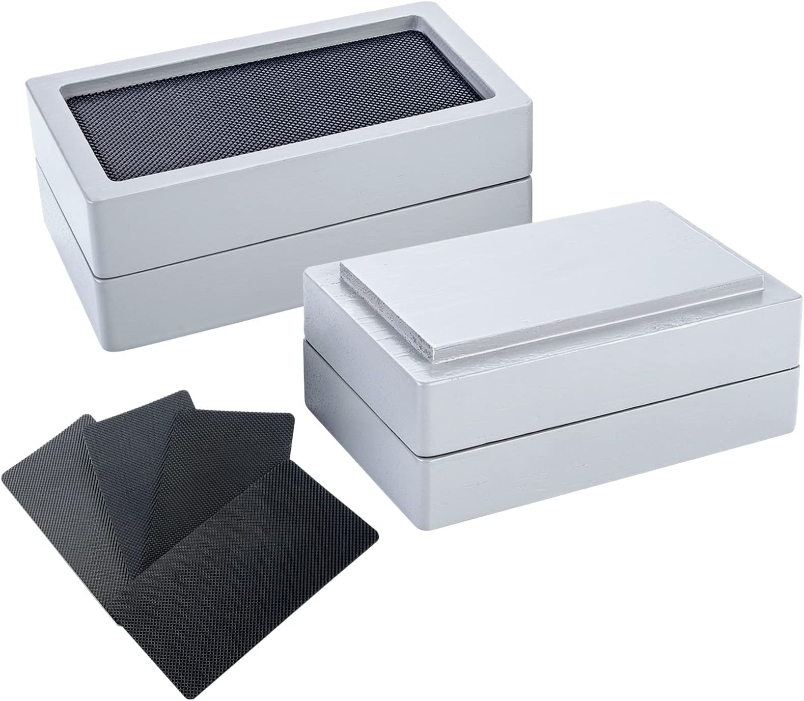 Bed Risers (Set of 4) Lifts Height 1",2",3" or 4",Natural Wood Furniture Heavy Duty Leg Risers Lifts for Sofas Table Desk Chair Couches with Non-Slip Rubber Pad & Non-Slip Recessed Hole (4 Pack Grey)