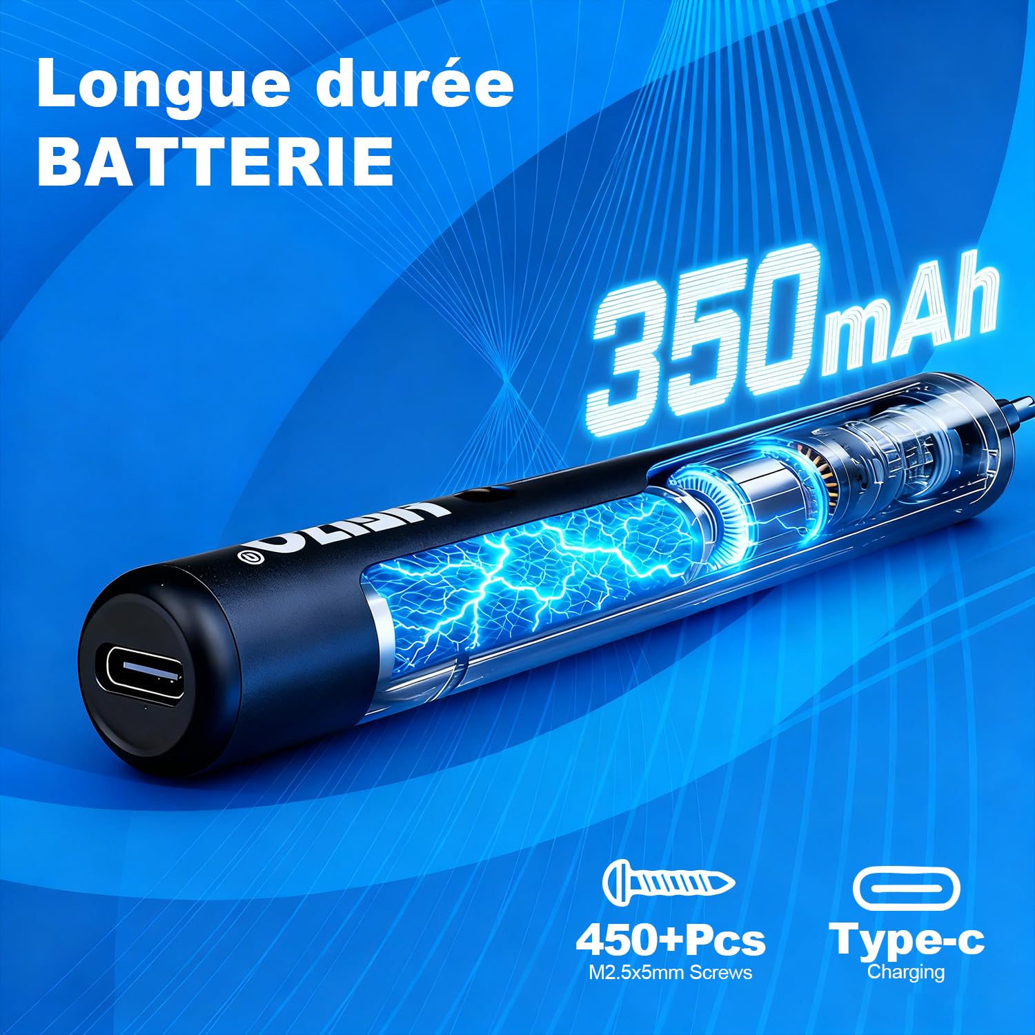 HERZO Mini Tournevis Électrique de Précision, MAX Couple Électrique 0,2 Nm & Manuel 3 Nm, Set 20 Embouts Magnétiques, Recharge USB-C, pour Téléphone, Ordinateur Portable, Montre, Caméra