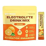 Sugar Free Electrolytes Powder Packets - Salty High Sodium Hydration Packets, Electrolytes Drink Mix for Fitness Enthusiasts & Outdoor Workers, Calories Free(Orange 30 Sticks)