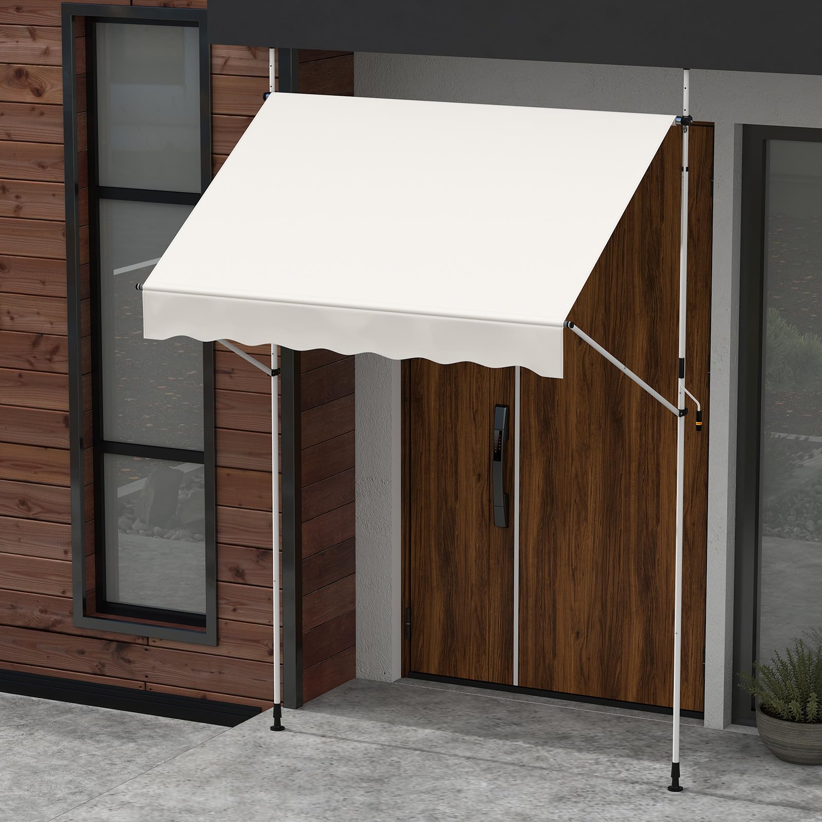 COSTWAY Tenda da Sole a Morsetto, Regolabile in Altezza e Inclinazione con Manovella, Telo Impermeabile e Resistente ai Raggi Solari e Telaio Antiruggine, Tenda Retrattile Senza Foratura (2M,Bianco)