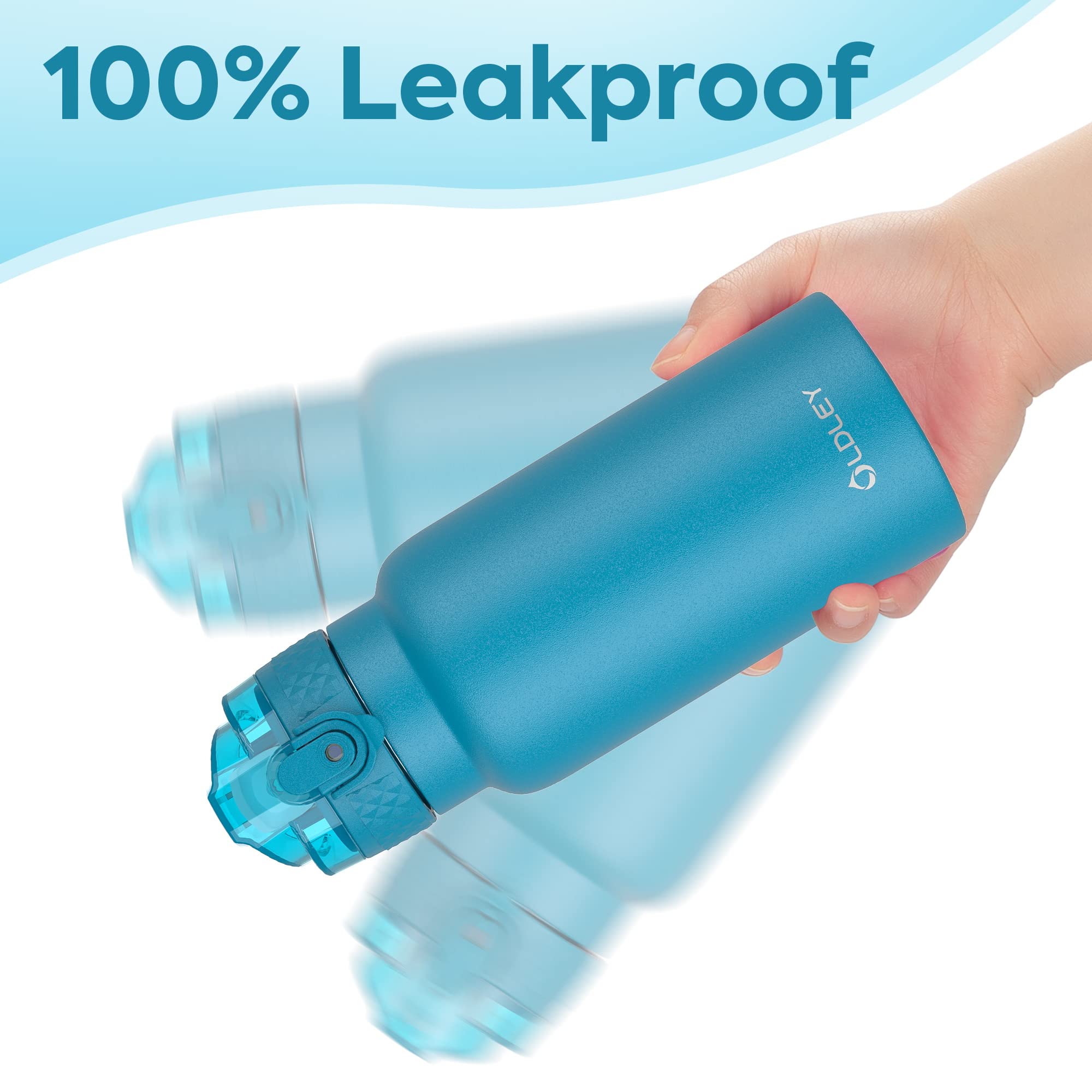 Geïsoleerde waterfles 700 ml met rietje en deksel, roestvrijstalen