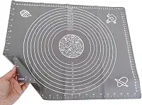Tapete Culinário de Silicone Profissional (50x40cm) – Antiderrapante, Antiaderente e Reutilizável Guia de Medidas Profissional para Abrir Massas, Sovar Pão e Confeitaria (1, TAPETE CINZA ESCURO)