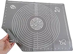 Tapete Culinário de Silicone Profissional (50x40cm) – Antiderrapante, Antiaderente e Reutilizável Guia de Medidas Profissional para Abrir Massas, Sovar Pão e Confeitaria (1, TAPETE CINZA ESCURO)