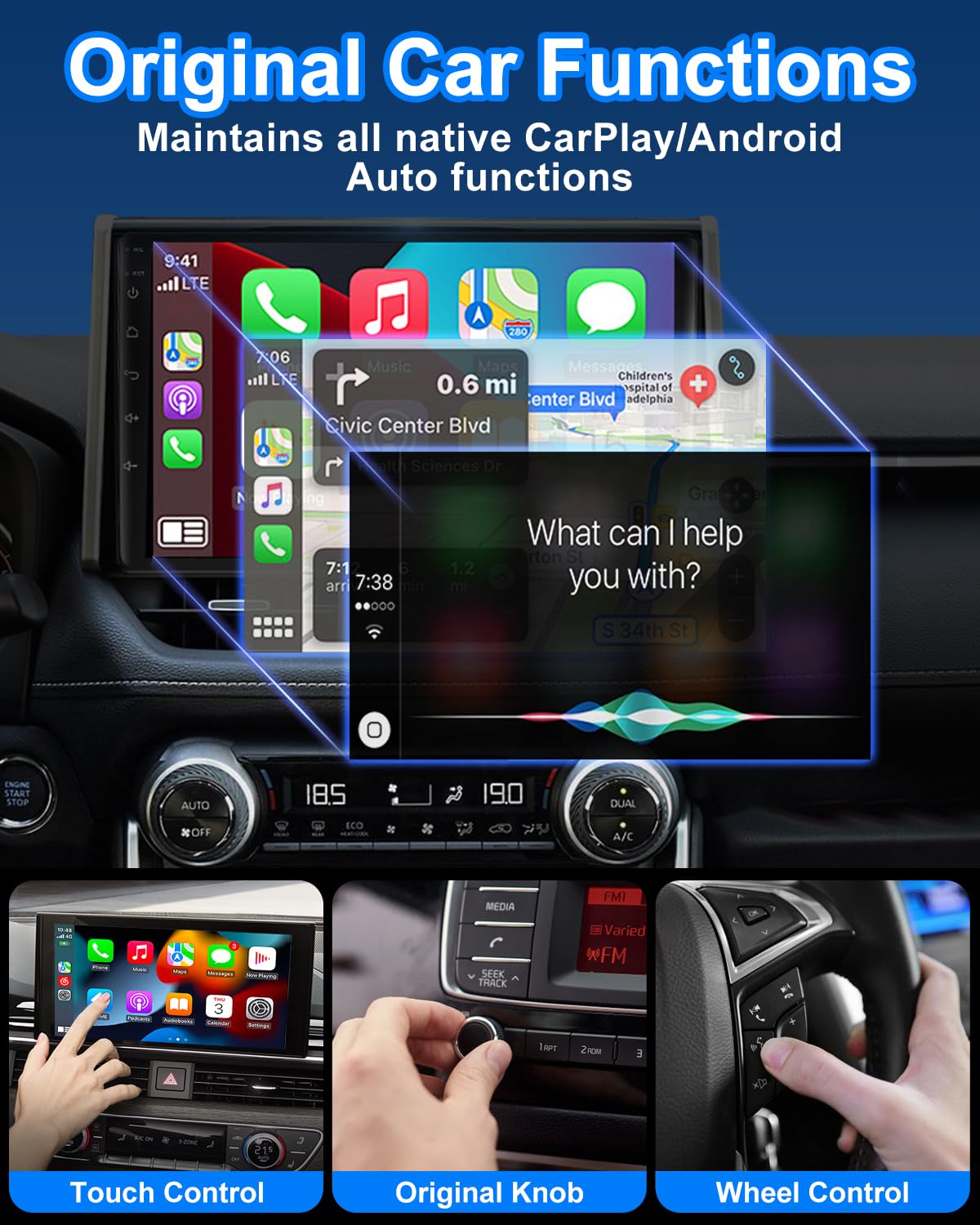 Mini bezprzewodowy adapter samochodowy do fabrycznie zainstalowanych systemów pojazdów, Plug & Play adapter USB C do pojazdów z przewodowym CarPlay/Android Auto (od 2016), WLAN BT 5.2, kompaktowa