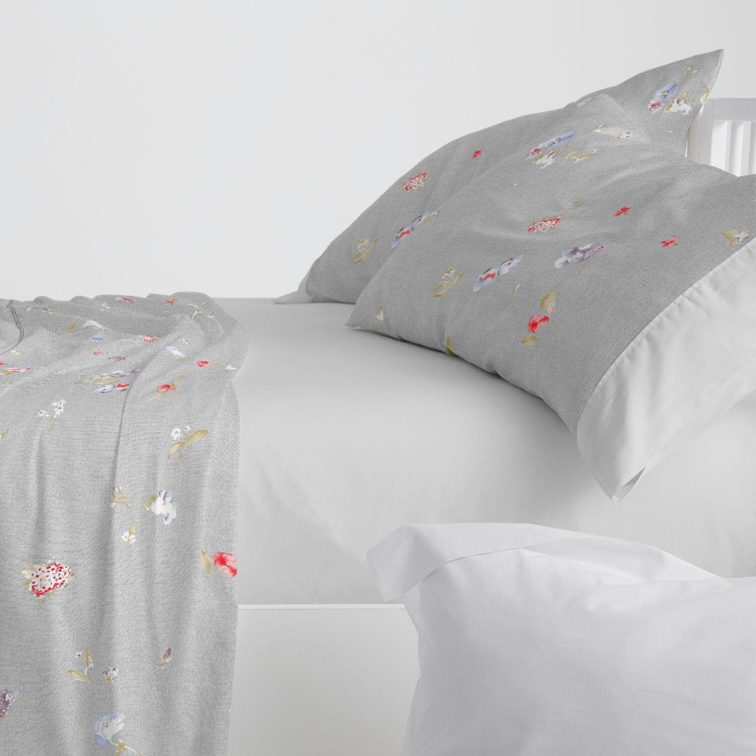 Burrito Blanco | Juego de sábanas Algodón | Cama de 135cm. (+Medidas Disponibles) | Diseño 629 | Color Gris (135x190/200cm.)