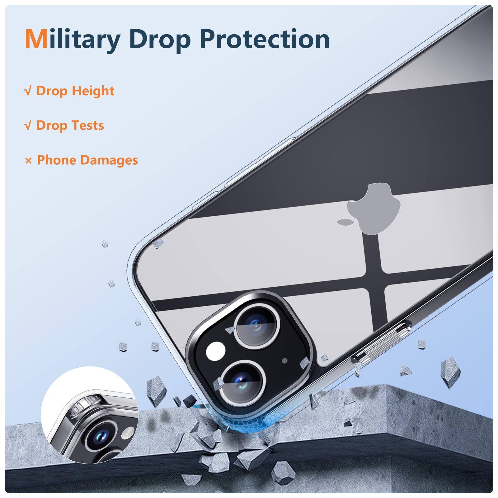 Custodia Trasparente Con Cordino Per IPhone 15 - Antiurto, Regolabile, Per Collo O Spalla, Blu - Foto 10