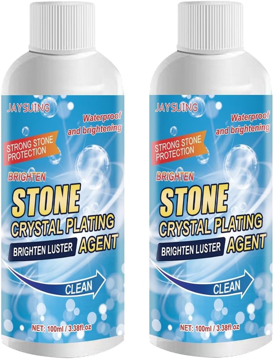 2 Pcs 2023 Stone Stain Remover Cleaner, Kitchen Marble Oil Stain Cleaner, Stone Crystal Plating Agent Polishes, for Marble, Quartz, Tile, Granite, Kitchen Cooktops